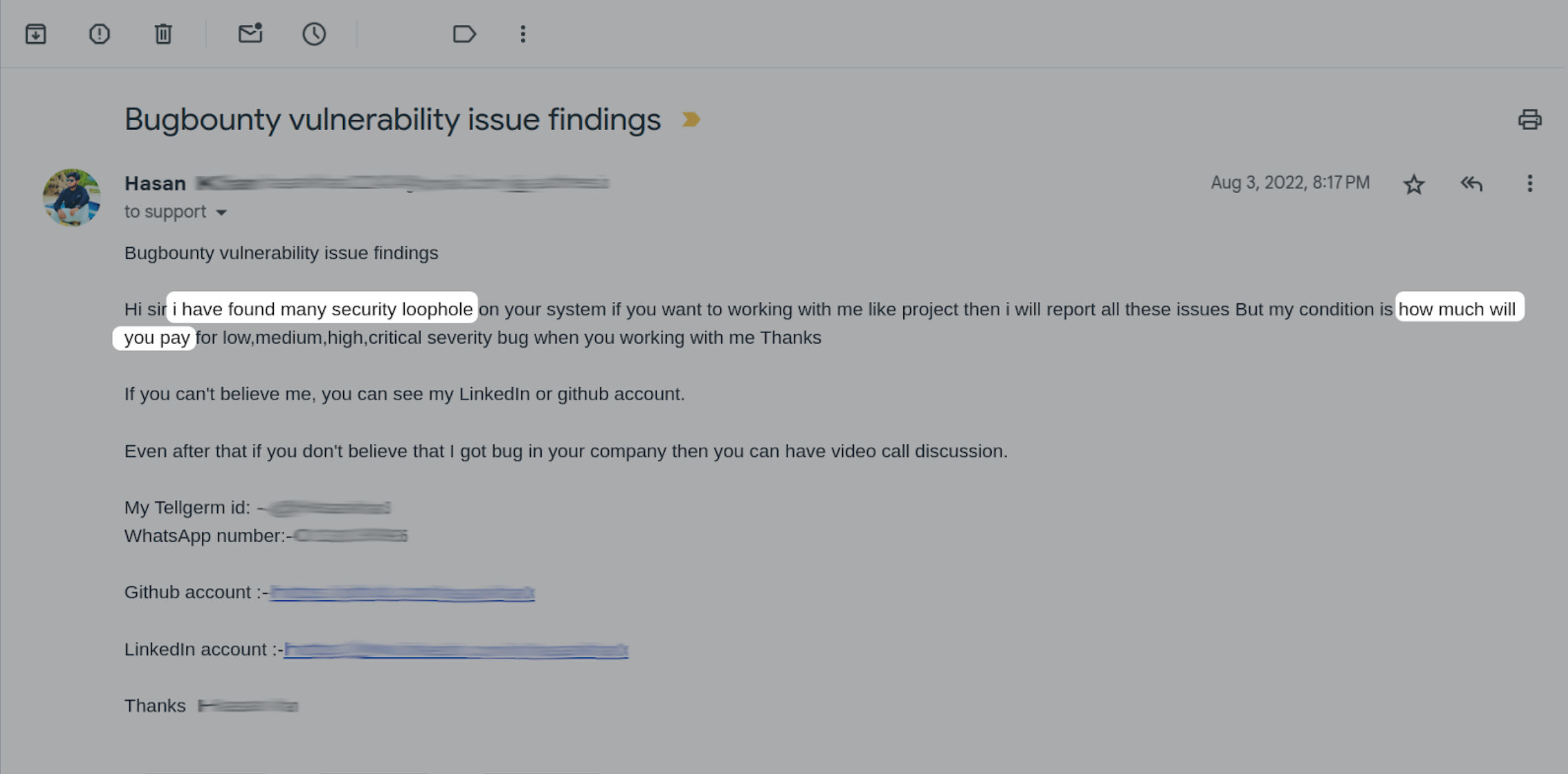 Bugbounty vulnerability reporting